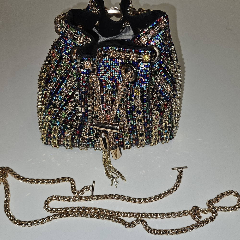 Multicolor Beaded Bucket Bag